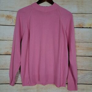 Hampshire Studio Women's‎ Size 44 Pink Long Sleeve Top Knit Sweater Vintage Zip